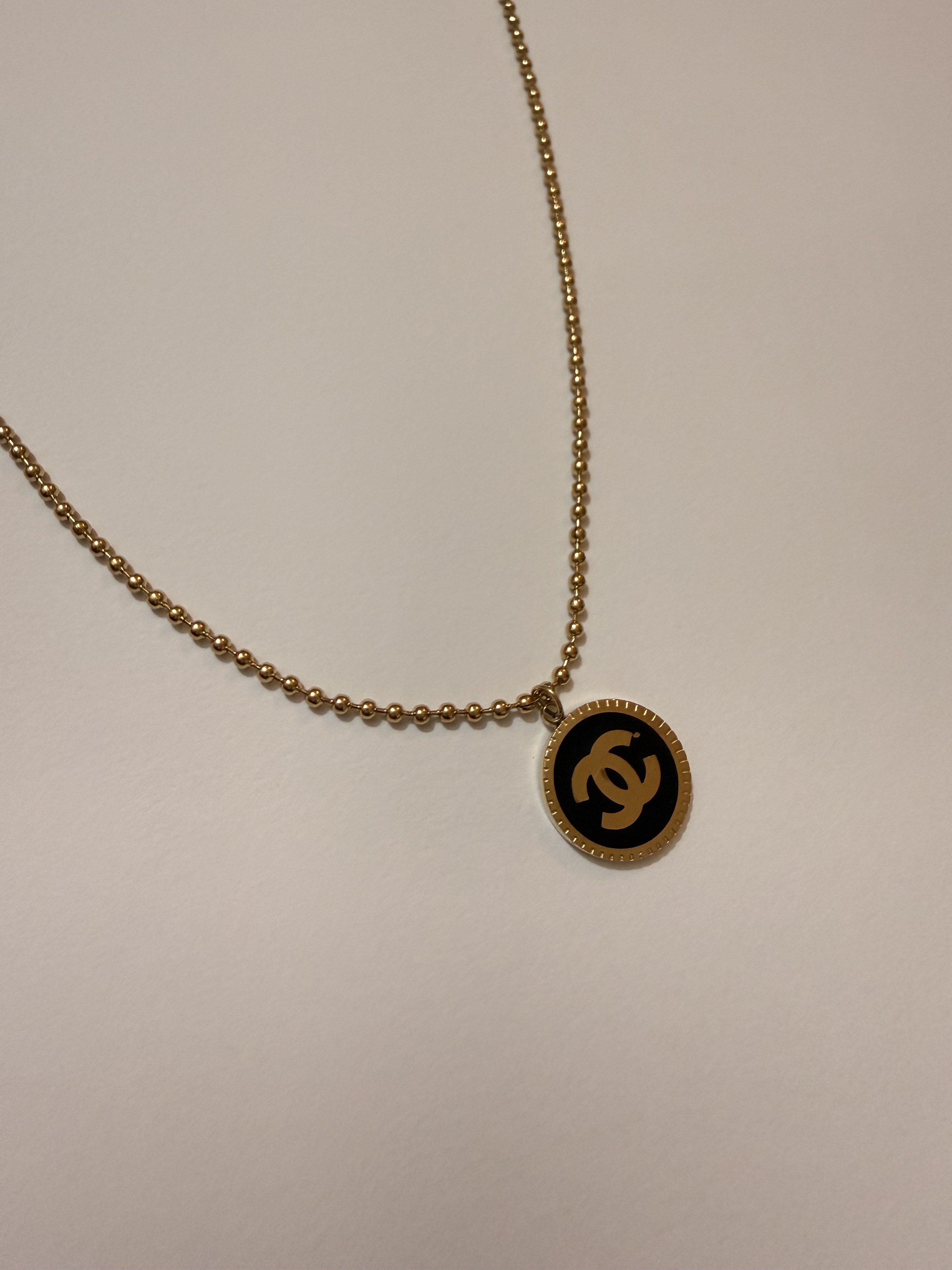 Black Disc Interlocking Motif Necklace product view 3