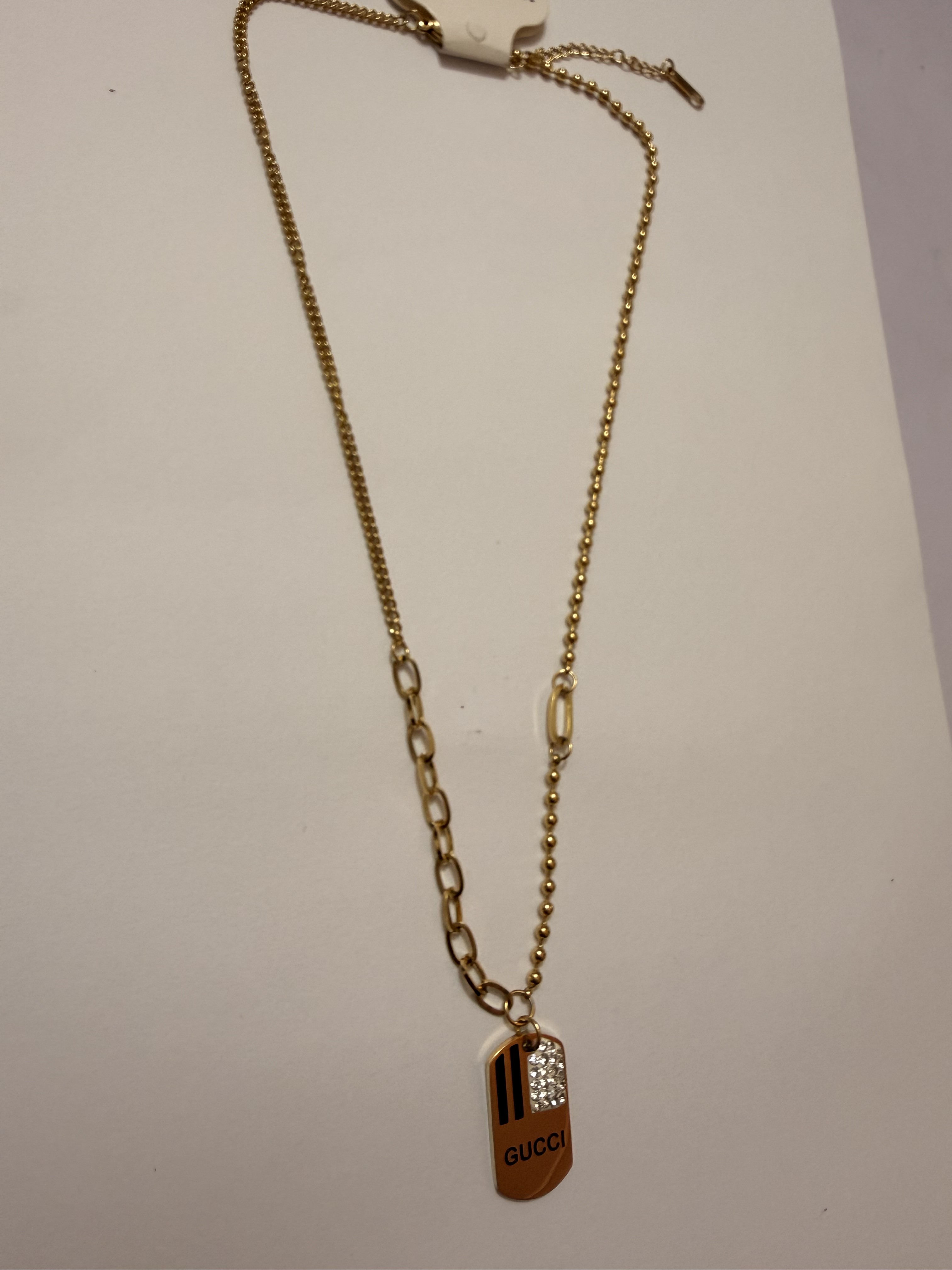 Striped Pavé Dog Tag Necklace product view 3