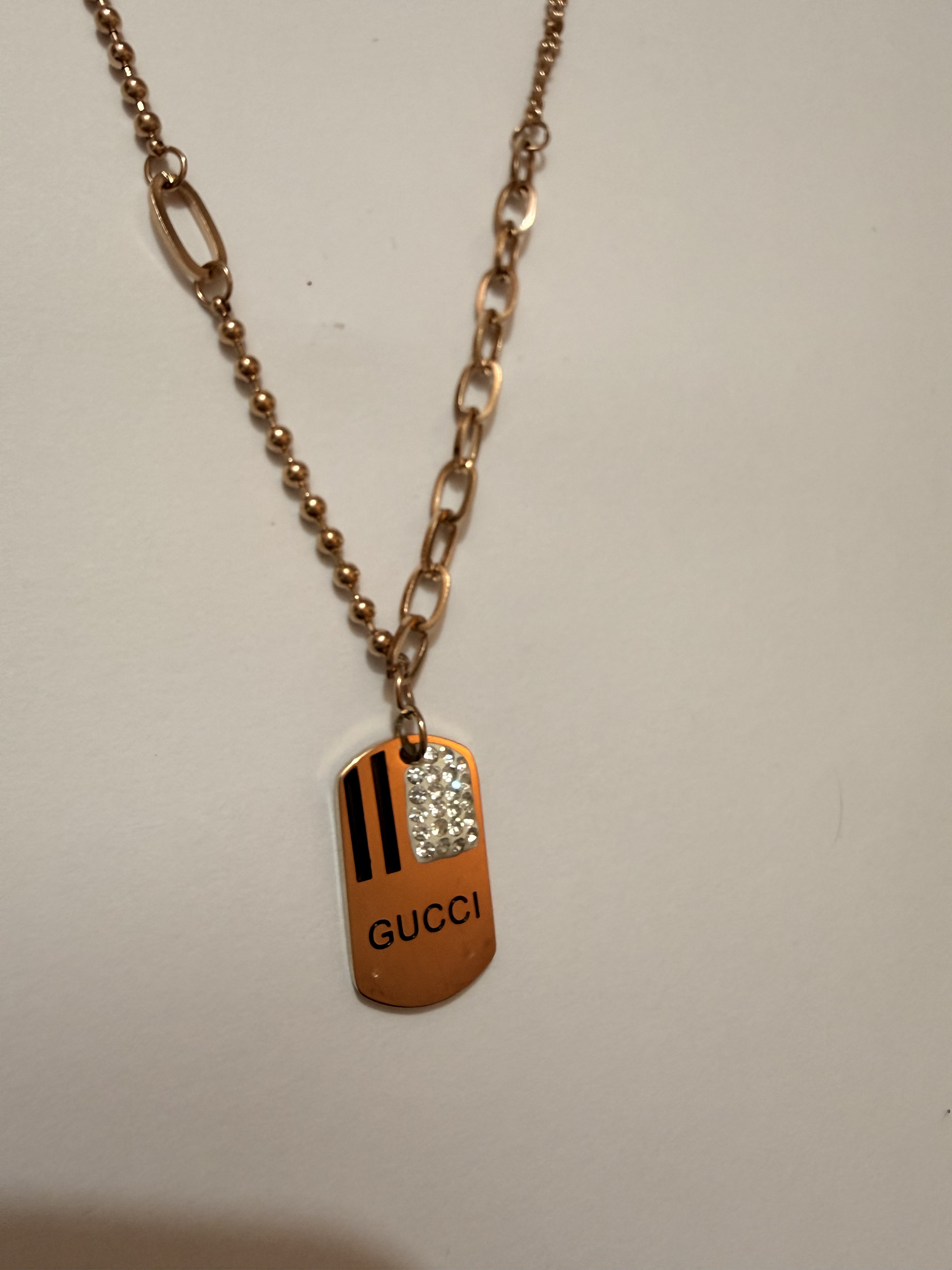 Striped Pavé Dog Tag Necklace product view 4