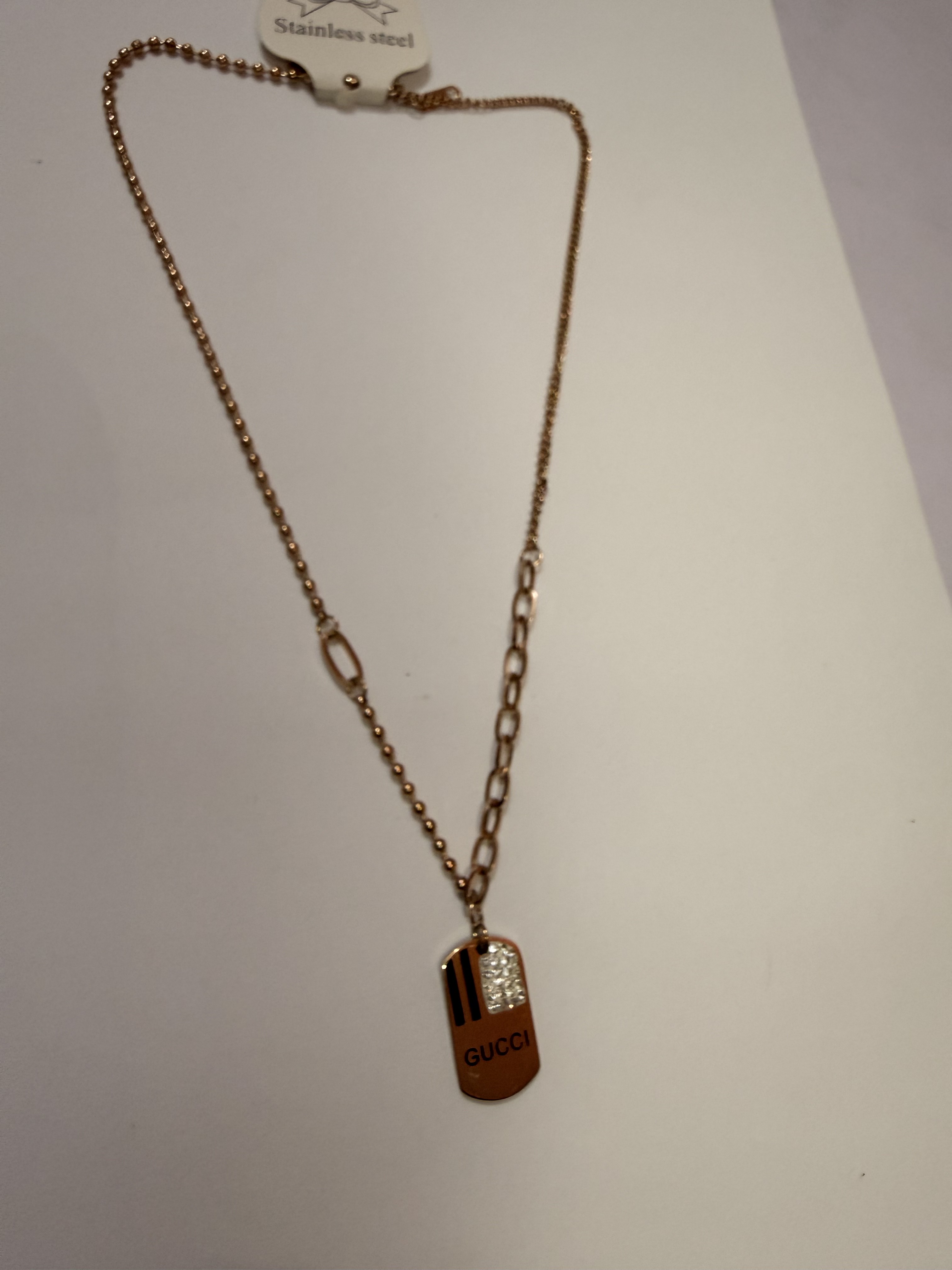 Striped Pavé Dog Tag Necklace product view 5