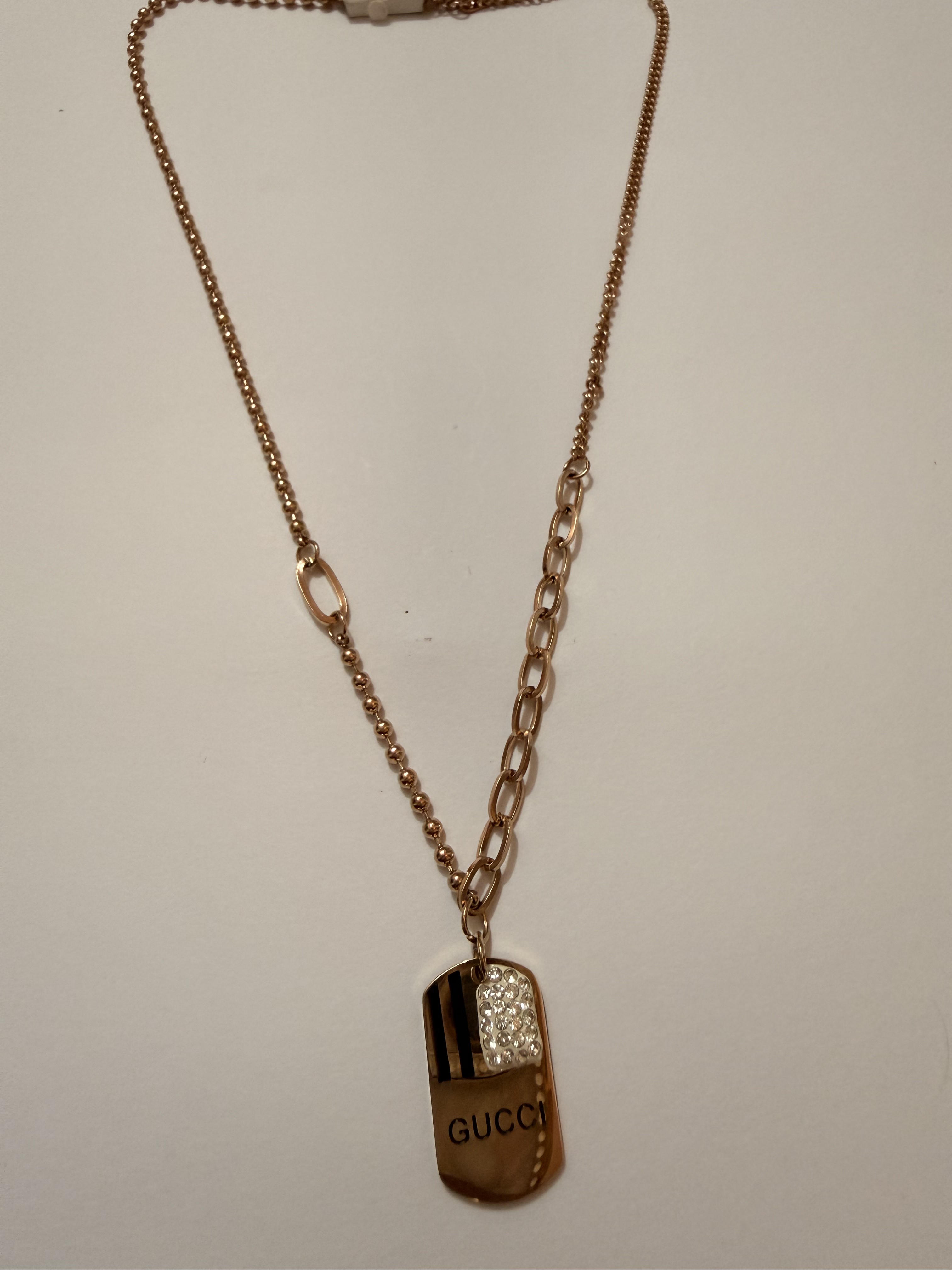 Striped Pavé Dog Tag Necklace product view 6